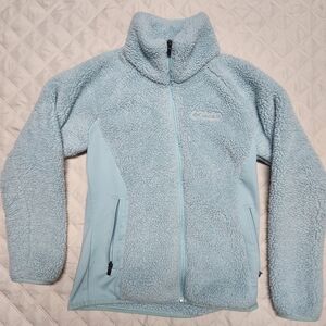Columbia Woman's Light Blue Fast Beauty Sherpa Fleece Zip Up Jacket M